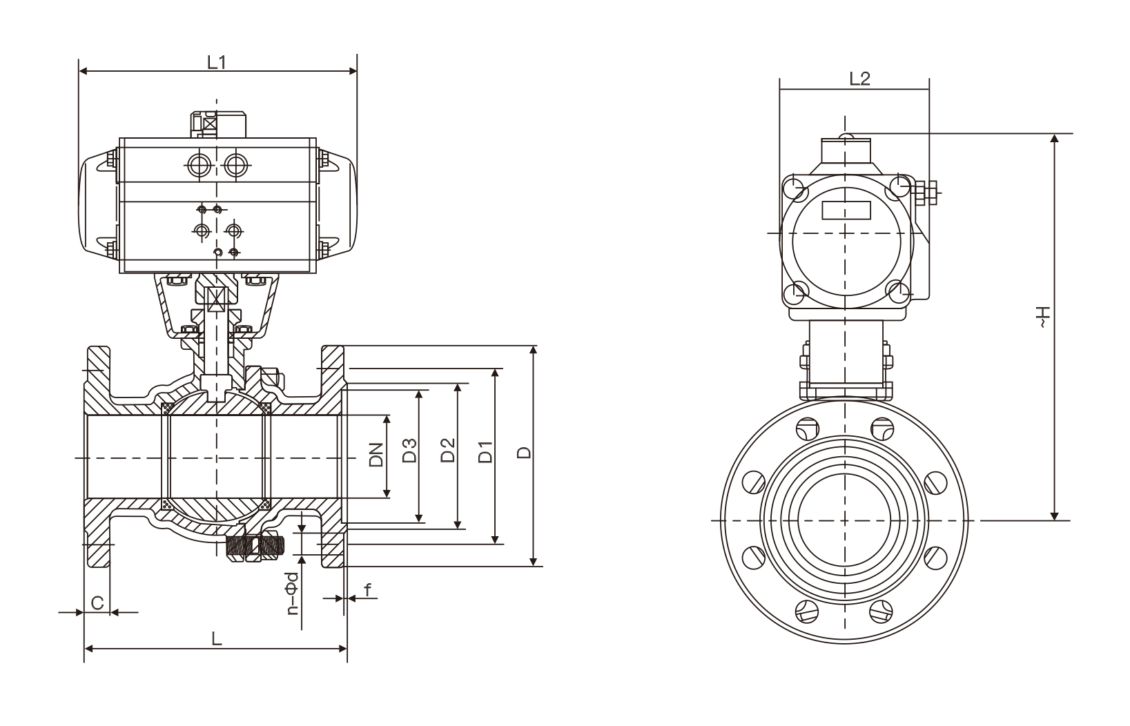 气动浮动球阀(图1) 气动浮动球阀(图1)