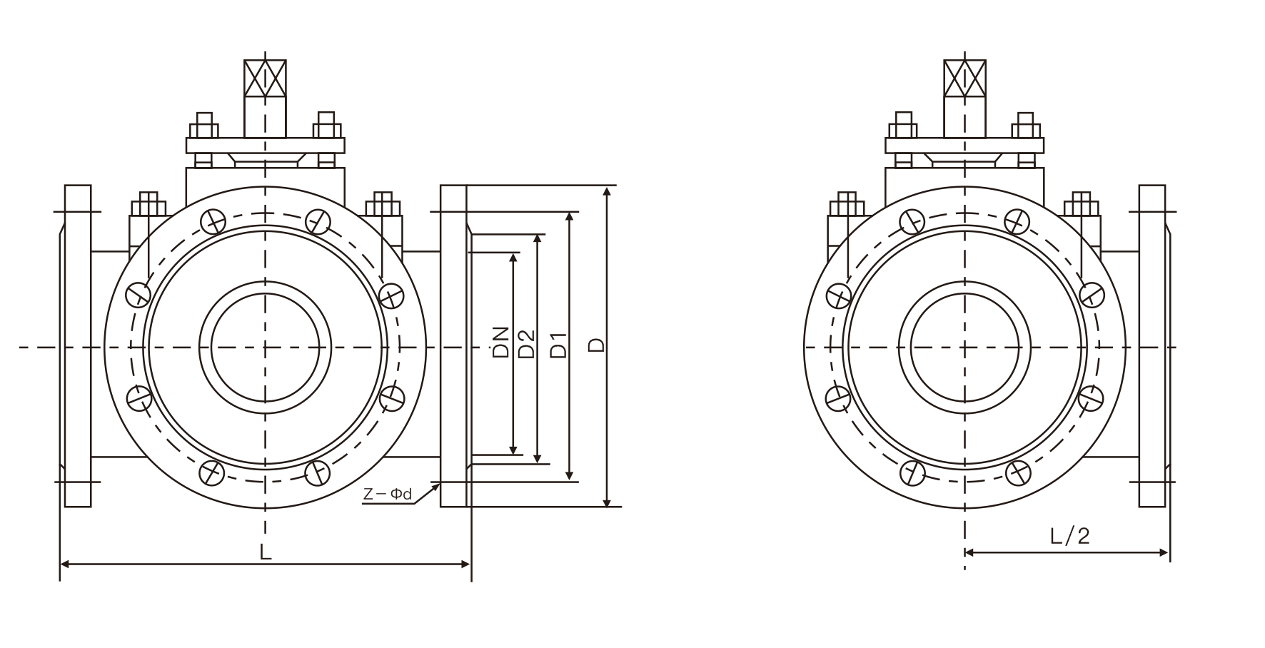 气动三通球阀(图1) 气动三通球阀(图1)