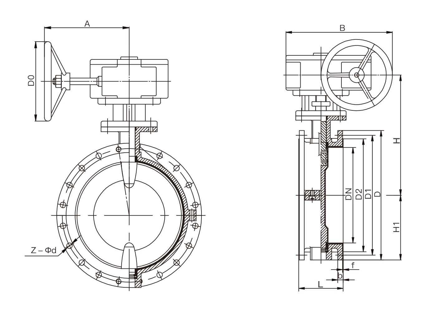 法兰式衬氟中线蝶阀(图1) 法兰式衬氟中线蝶阀(图1)